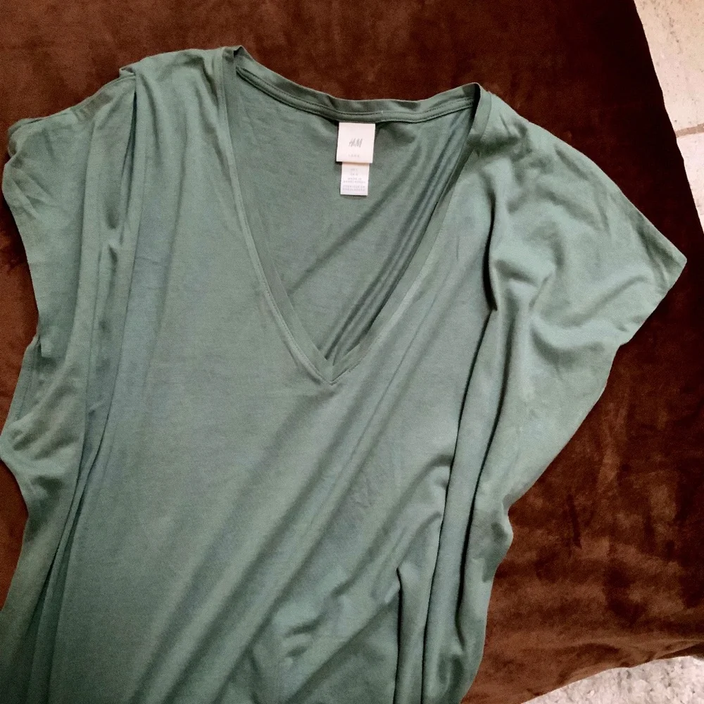 H&M Green L Jersey Kaftan Dress Normcore Lightweight Scandi Girl